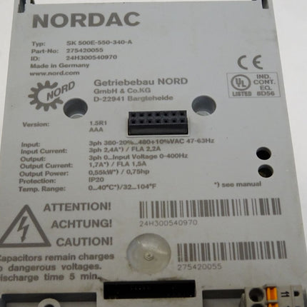 Nordac Frequenzumrichter SK500E-550-340-A 0.55kW