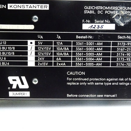 Gossen Konstanter Einschubkarte S63S5BU12 S63S 5BU12 5V 12A 3361-S001-AM 3173 911 B3305