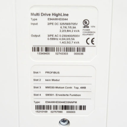 Lenze Servo Umrichter L-force Multi Drive HighLine E94AMHE0044 + Backplane E94AZPM0044 / Neuwertig OVP