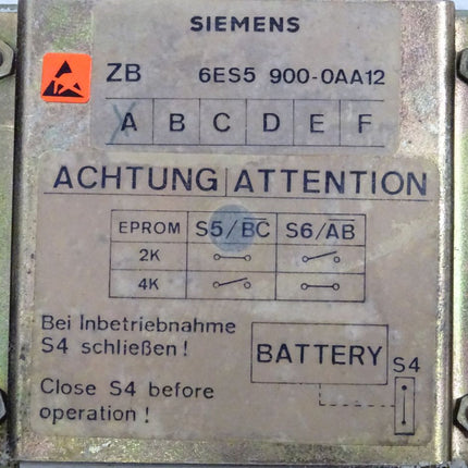 Siemens 6ES5900-0AA12 Zentralbaugruppe Stand: A 6ES5 900-0AA12