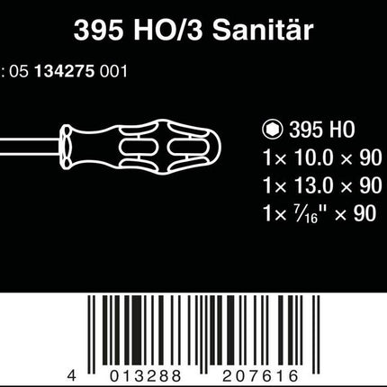 Wera 395 HO/3 Sanitär Steckschlüssel Set 05134275001 Holschaft 10mm 13mm 7/16Zoll