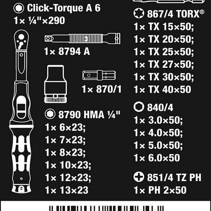 Wera 05130110001 Click-Torque A 6 Set 1 Drehmomentschlüsse-Set