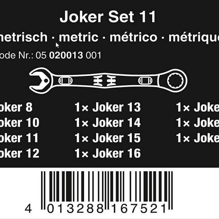 Wera 05020013001 Joker Knarren-Ring-Maulschlüssel-Satz 11tlg. 8 - 19mm Ratsche