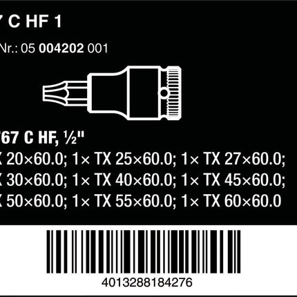 Wera 05004202001 Zyklop Innen-TORX Steckschlüssel-Bit-Einsatz-Set 9teilig 1/2"