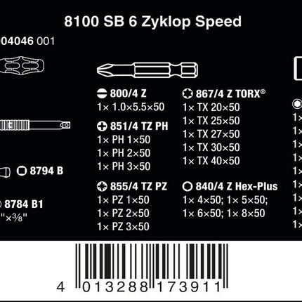 Wera 8100 SB 6 Zyklop Speed-Knarrensatz, 3/8"-Antrieb, metrisch