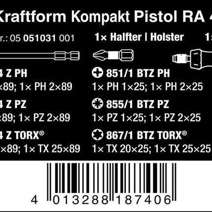 Wera 05051031001 Kraftform Kompakt Pistol RA 4 Umschaltknarre 1/4"