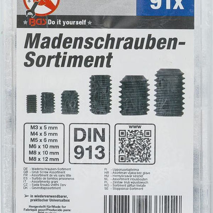 BGS 88156 Madenschrauben-Sortiment | 91-tlg. M3 - M8 Sortiment