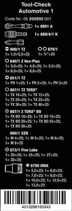 Wera Tool-Check Automotive 1 05200995001 Bit Sortiment 1/4 Nüsse 38 Teilig