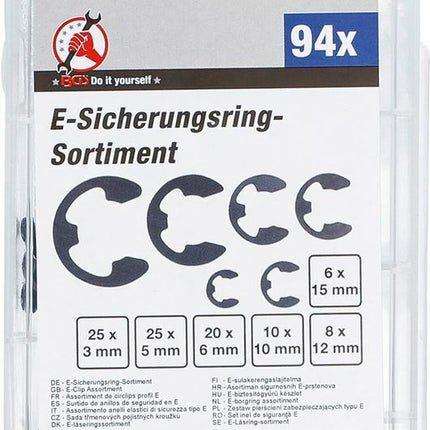 BGS 88174 E-Sicherungsring-Sortiment 3 - 15 mm 94-tlg.