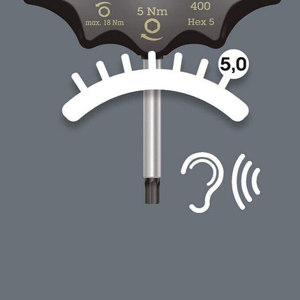Wera 400 Hex 05005081001 Drehmoment Schraubendreher 5,0mm 5,0 Nm