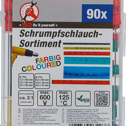 BGS 88150 Schrumpfschlauch-Sortiment | farbig | 90-tlg.