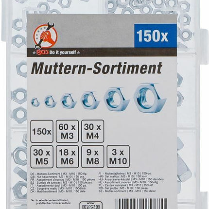 BGS 8068 Muttern-Sortiment M3 - M10 150-tlg. metrisch Sechskant