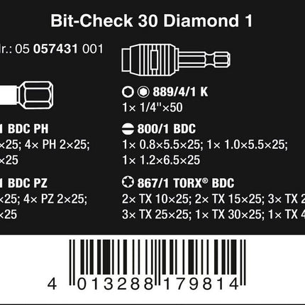 Wera Bit-Check 30 Diamond 1 05057431001