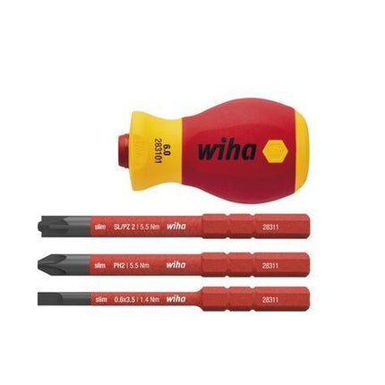 Wiha SB2831-01 Schraubendreher mit Bithalter Set VDE slimVario® Stubby 4-tlg. 41230