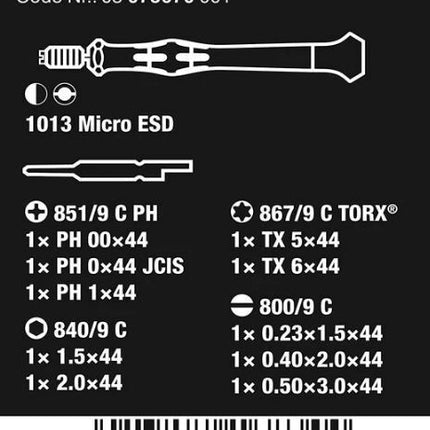 Wera 1 Kraftform Kompakt Micro Set 11 ESD Schraubendreher  05073670001