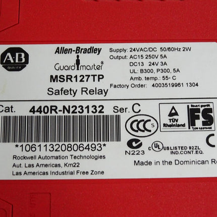 Allen Bradley Guard Master MSR127TP Safety Relay 440R-N23132