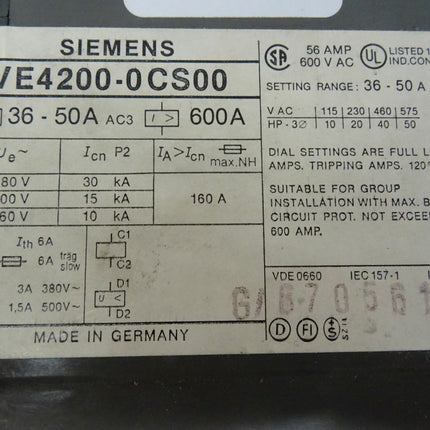 Siemens 3VE4200-0CS00 Leistungsschutzschalter Schütz 3VE4 200-0CS00