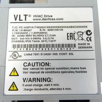 Danfoss VLT HVAC Drive 131B4207 Frequenzumrichter 1,1kW