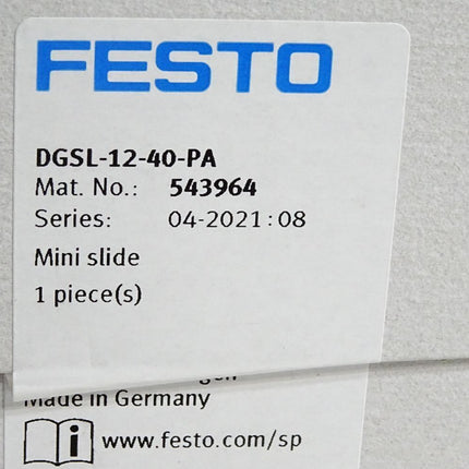 Festo 543964 Mini-Schlitten DGSL-12-40-PA / Neu OVP versiegelt