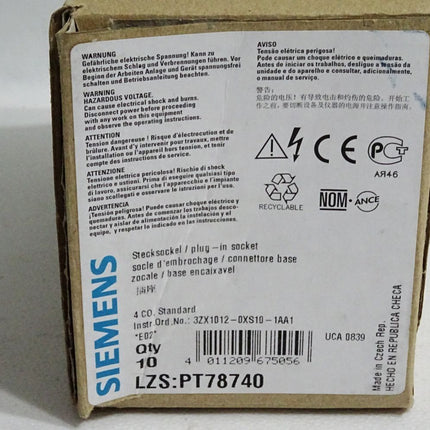 Siemens Stecksockel PT78740 / Inhalt:10 Stück / Neu OVP