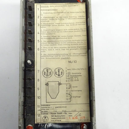 Endress + Hauser NU10 7153369 Elektronische Füllstandmeßgerät