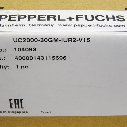 Pepperl+Fuchs Ultraschallsensor 104093 UC2000-30GM-IUR2-V15 / Neu OVP