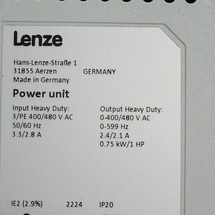 Lenze Power Unit 0.75kW I5DAE175F10V10000S 13527231