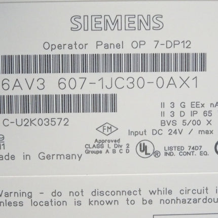 Siemens Backcover Rückschale Panel OP7-DP12 6AV3607-1JC30-0AX1 6AV3 607-1JC30-0AX1