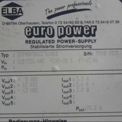 ELBA euro power ESPM845812/X/DGD Stromversorgung