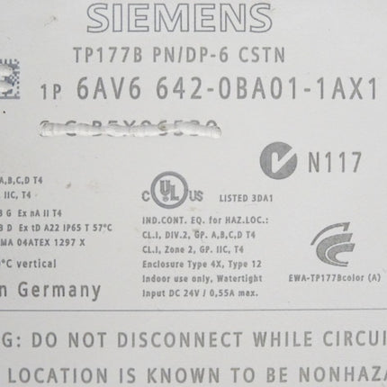 Siemens Backcover Rückschale Panel TP177B PN/DP -6 CSTN 6AV6642-0BA01-1AX1 6AV6 642-0BA01-1AX1