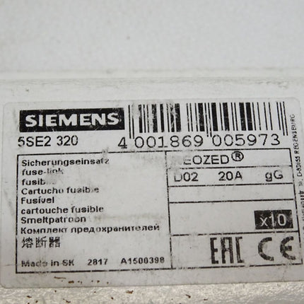 Siemens Sicherungseinsatz 5SE2320 20A / Inhalt:10 Stück / Neu OVP