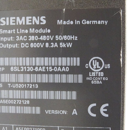 Siemens Sinamics S120 Smart Line Module 6SL3130-6AE15-0AA0 Version A