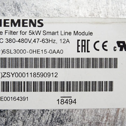 Siemens Line Filter for 5kW Smart Line Module 6SL3000-0HE15-0AA0