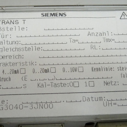 Siemens Sitrans T 7NG3040-3JN00 Messumformer