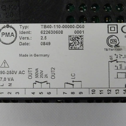 PMA TB40-110-00000-D00 Temperaturregler Vers. 2.5