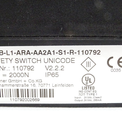 Euchner Zuhaltemodul MGB-L1-ARA-AA2A1-S1-R-110792 110792 + Griffmodul MGB-H-AA1A1-R-100464 100464 / Unbenutzt