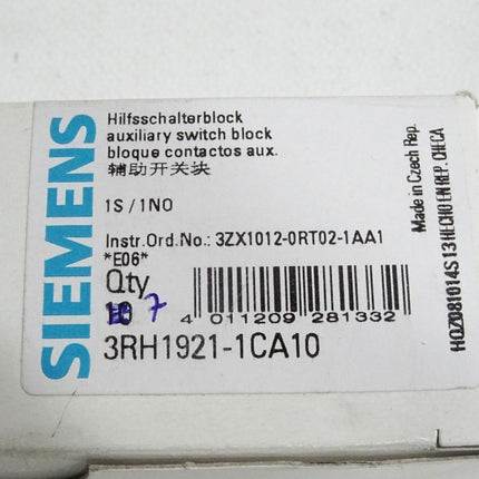 Siemens Hilffschalterblock 3RH1921-1CA10 / Inhalt:7 Stück / Neu OVP