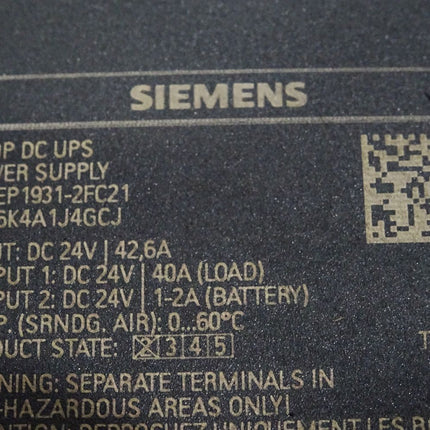 Siemens Sitop DC UPS Power Supply 6EP1931-2FC21