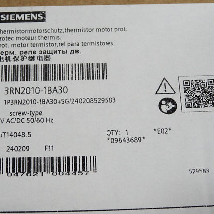 Siemens Thermistor-Motorschutz 3RN2010-1BA30 / Neu OVP