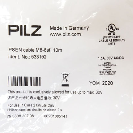 Pilz PSEN Kabel M8-8sf ca.10m / 533152 / Neu OVP