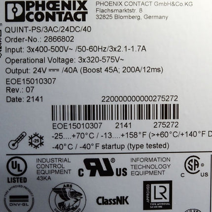 Phoenix Contact 2866802 QUINT-PS/3AC/24DC/40 / Neuwertig