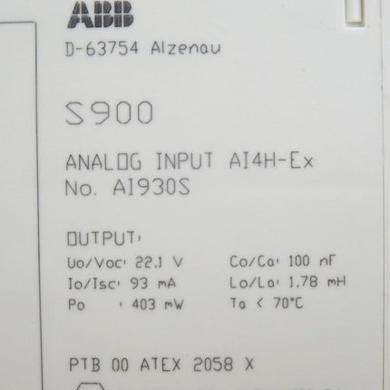 ABB S900 AI4H-Ex AI930S Analog Input