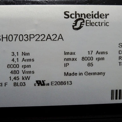 Schneider Electric Servomotor 6000rpm BSH0703P22A2A / Unbenutzt