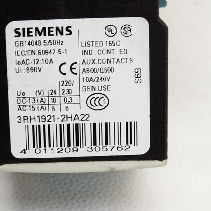 Siemens Leistungsschütz 3RT1025-3BB40 + Hilfsschalterblock 3RH1921-2HA22