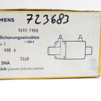 Siemens NH-Sicherungseinsätze 400A 3NA3360 / Inhalt : 3 Stück / Neu OVP