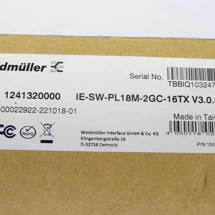 Weidmüller Network switch 1241320000 IE-SW-PL18M-2GC-16TX / Neuwertig OVP