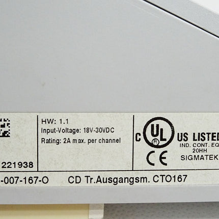 Sigmatek CTO167 Digitales Ausgangsmodul 12-007-167-O CD HW:1.1