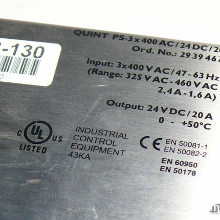 Phönix Contact 2939467 Quint PS-3x400AC/24DC/20 POWER SUPPLY