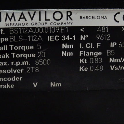 Mavilor Infranor Servomotor 8500rpm BS112A.00.0109.E1 BLS-112A