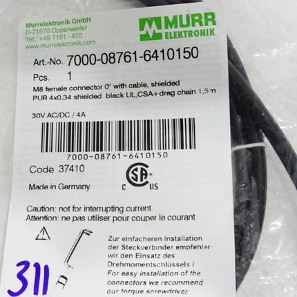 Murr Elektronik Kabel 1.5m 7000-08761-6410150 / Neu OVP